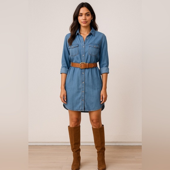 Kut from the Kloth Dresses & Skirts - NEW KUT from the Kloth Chambray Denim Shirt Dress – Size XL – Vintage Wash – NWT